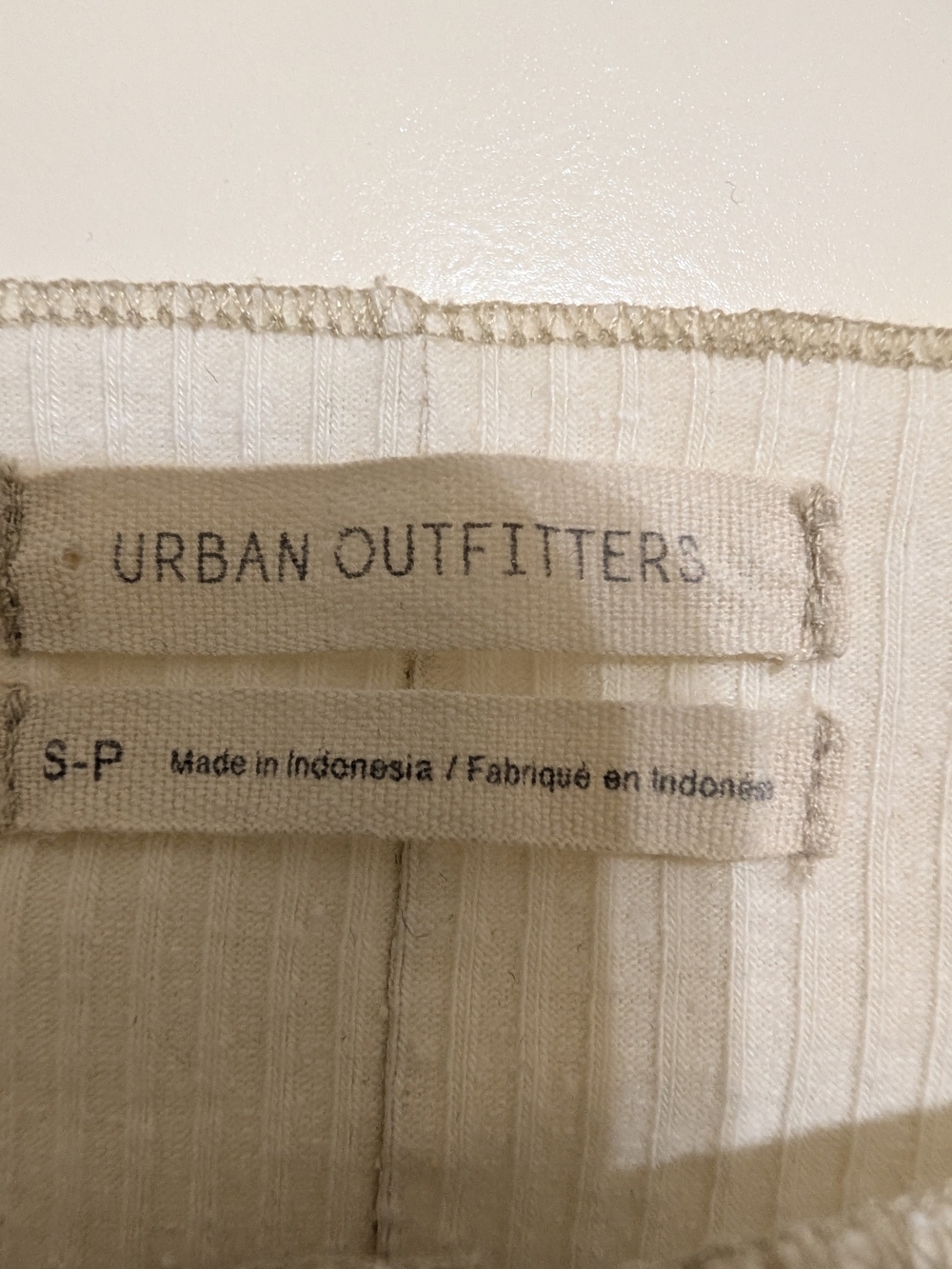 Urban Outfitters Cream Ribbed Button-Front Long Sleeve Top SP - Picture 3 of 7